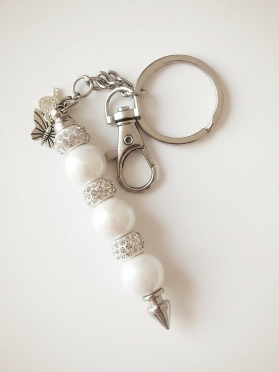 Handmade Accessories - Handcrafted Rhinestone Initial "P" Keychain with butterfly charm.  Brand new.